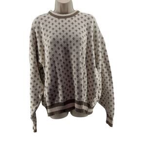 Vintage Jantzen Cream and Taupe Pullover Sweater Xlarge
